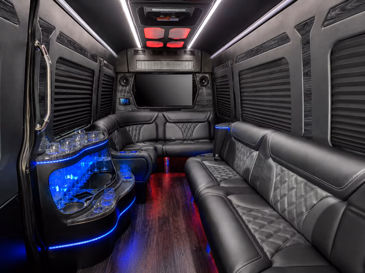 weymouth 15 passenger party bus inside