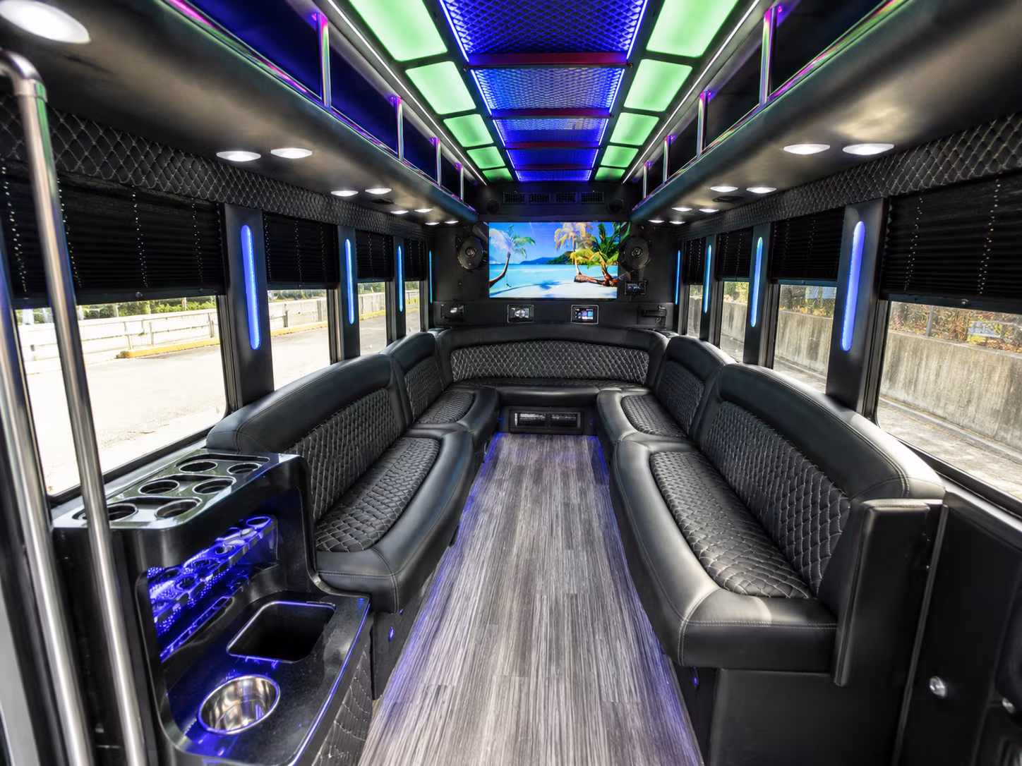 weymouth 18 passenger party bus inside
