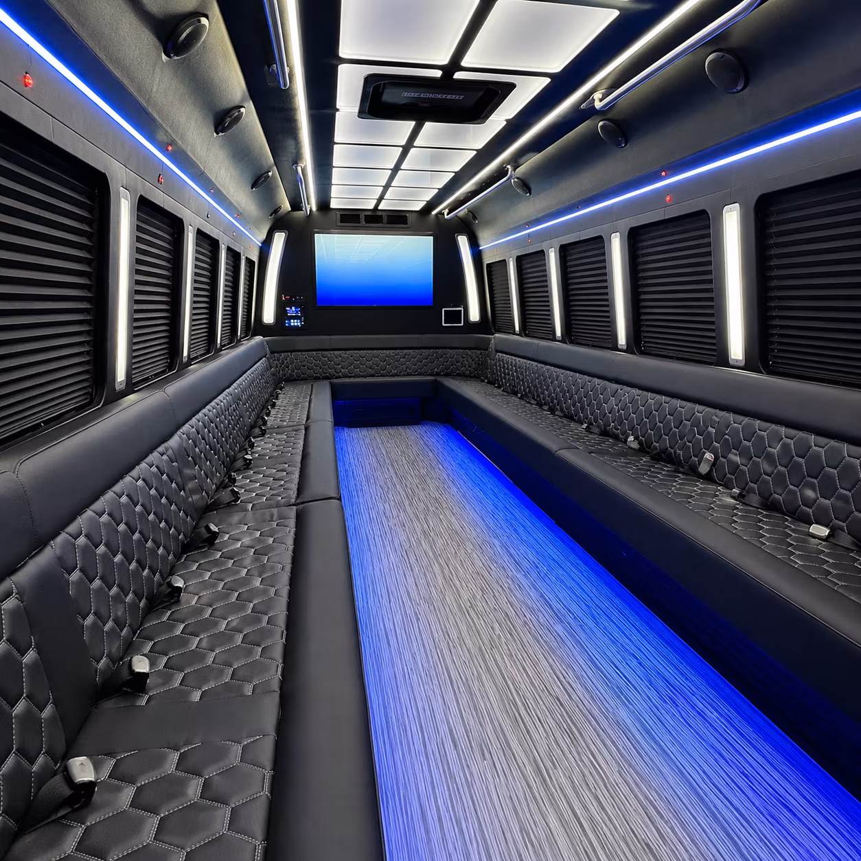 weymouth 50 passenger party bus inside